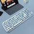 MOFII Bluetooth Wireless Keyboard, Retro Aesthetic with Colorful Round Keys, Connects 3 Devices - Blue
