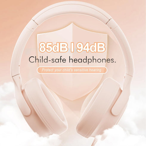 Kids Headphones with Cord-3.5mm Jack 85/94dB Safe Volume Control Built-in Microphone On-Ear Headphones for Kids/Teens/Girls/School/Travel/3.5mm Devices(Beign)