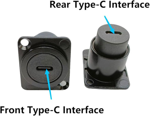D Type Panel Mount Adapter Coupler, USB Type C 3.1 Female to Female Extension Converter for Data Transmission