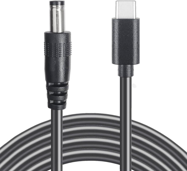 5Ft 12V 3A USB C to 5.5x2.5mm Webcamera Power Cable, 20V DC