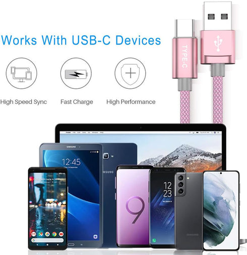 Basesailor USB Type C Charger Cable 3-Pack 3.3/6.6/10FT for iPhone 16 15 Pro Max, Samsung Galaxy A10E A20 A21