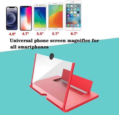Dczonihup 3D Phone Screen Magnifier, Screen Amplifier HD Screen Projector with Foldable Stand, Phone Screen Magnifier