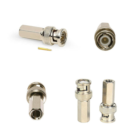 ENS BNC Male Twist-On Connector, Coax RG 59 Connector, 50 PCs