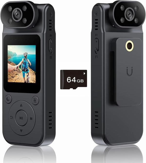 KATZEIST 1.5Screen Mini Body Camera Video Recording with 64GB Memory Card,1080P Wearable Personal