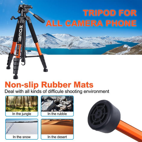Tripod Camera Tripods, 74" Heavy Duty Tall Stand with Phone Holder, Compatible with DSLR, Cell Phones, Projector