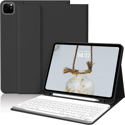 KENKE Keyboard Case for iPad Pro 11 Inch, Detachable Wireless Bluetooth Keyboard with Pencil Holder, Black