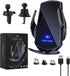 Wireless Car Charger Phone Holder Mount, 15W Fast Charging Auto Clamping Charger for All Android Smartphones (Black)