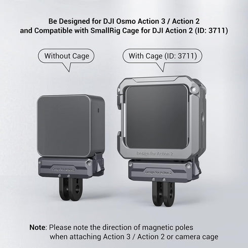 SMALLRIG Magnetic Adapter Mount for DJI Action 4/3/2, with 1/4” Thread for Tripod, Selfie, Vlogging - 3662