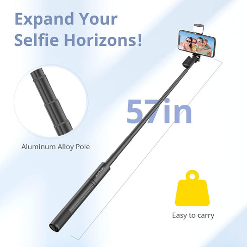 SENSYNE 360 Selfie Stick with Light, Phone Tripod with Rotatable Handle Compatible with Cellphones