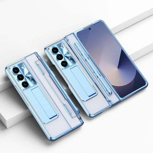 Rugged Full Body Protective Case for Samsung Galaxy Z Fold 6, with Pen & Screen Protector, Camera Lens Cover - Blue