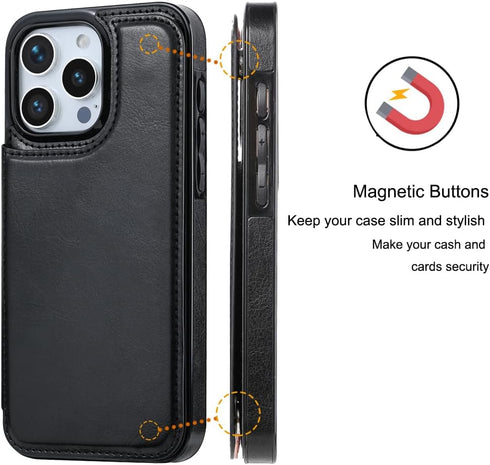 Wallet Case Compatible with iPhone 15 Pro Max (6.7"), Slim Protective Case with Card Holder and Screen Protective