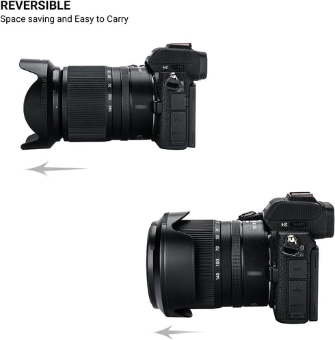 Lens Hood for NIKKOR Z DX 18-140mm F3.5-6.3 VR Lens, Reversible Shade, Replace Nikon HB-101