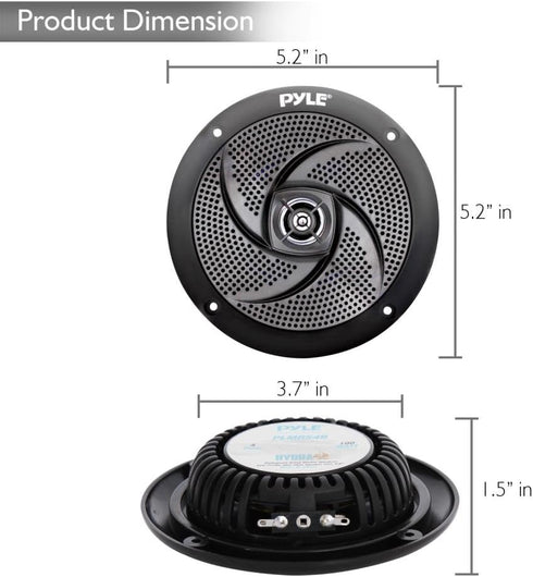 Pyle Marine Speakers - 4 Inch 2 Way Waterproof Outdoor Audio Stereo Sound System with 100 Watt Power - 1 Pair