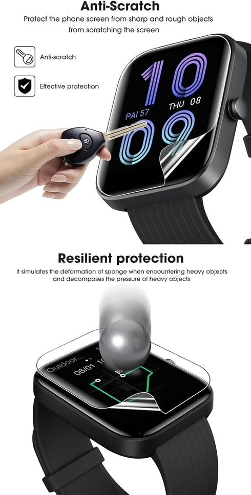 5Pcs Hydrogel Screen Protector for Amazfit Active - 1.75" Smartwatch Soft HD Clear TPU Film, Easy Installation