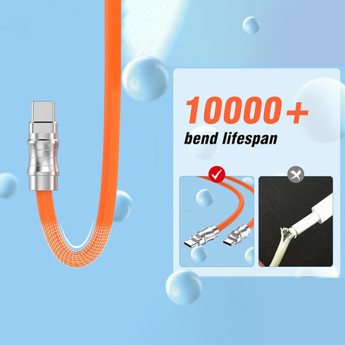 USB C to USB C Silicone Cable 10FT, Ultra Flexible & Soft USB Type C 100W Fast Charging Cable, Geek Industrial PD Data