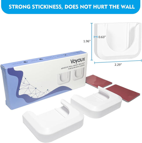 Blink Mini Indoor Camera Adhesive Wall Mount Bracket, Easy to Install, No Drill, No Screws, Damage-Free (2 Pack)