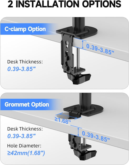 suptek 2 27 inch, 22 lbs 75x75/100x100 mm, (MD9442) Dual Monitor Desk Mount, Adjustable Dual Monitor Arm for Computer