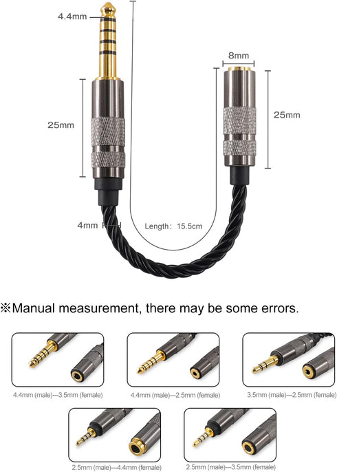okcsc Headphone Adapter 4.4mm Male to 3.5mm Female for 3.5mm Cable Connected to Balanced 4.4mm Player