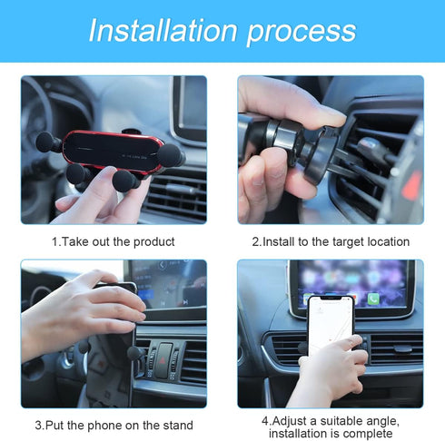 Adjustable Durable Gravity Phone Holder Mount for Car Air Vent, Compatible with 4-7" Mobile Phones, Most Cars (Silver)