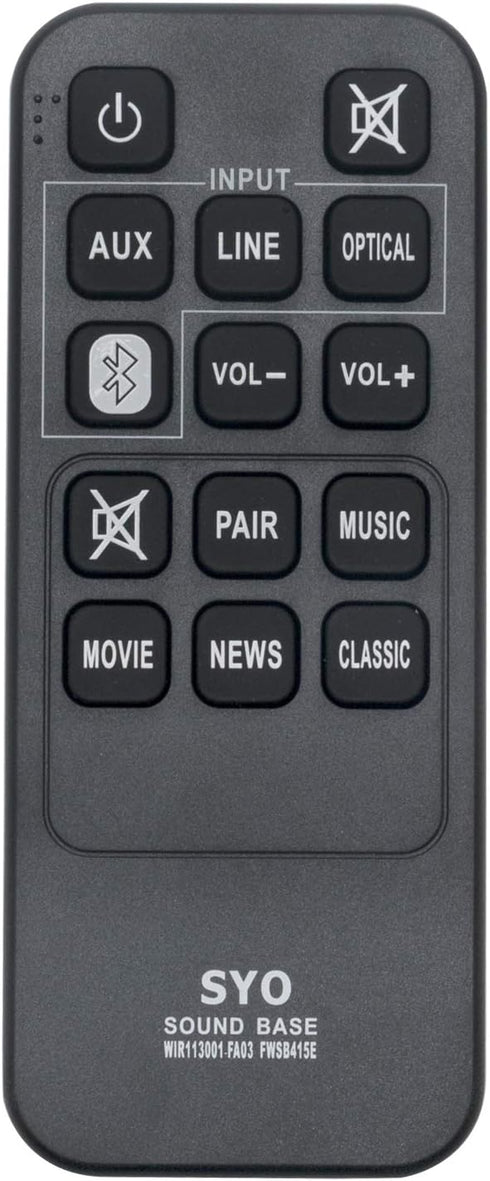 New WIR113001-FA03 Remote Control for Sanyo Sound Bar FWSB415E, FWSA205E WIR113001-FA05