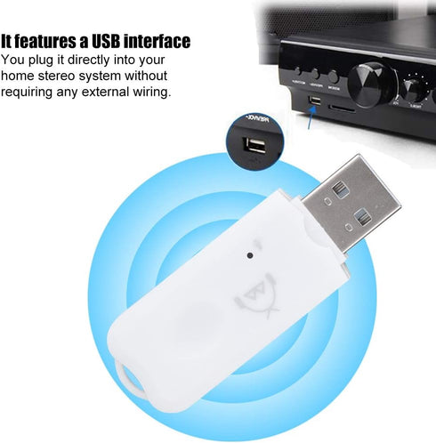 Mini USB Bluetooth Receiver, A2DP Music Wireless Adapter for Car AUX, Mobile Phone, Home Stereo System
