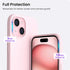 ORNARTO iPhone 15 Plus Case 6.7", Pink Slim Liquid Silicone 3 Layers Full Covered Soft Gel Rubber Protective Phone Case