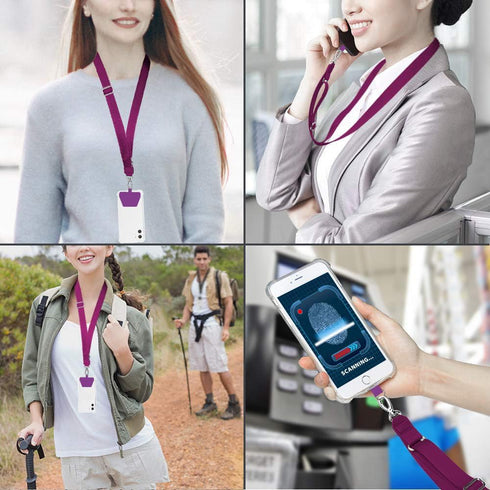 SS Adjustable Phone Lanyard, Crossbody Neck Strap & 2 Phone Tether Patches for Smartphones