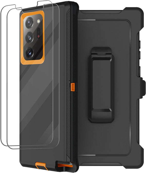 Galaxy Note 20 Ultra Case - Military Grade Heavy Duty Shockproof Cover with Belt Clip Holster & 2 Screen Protectors