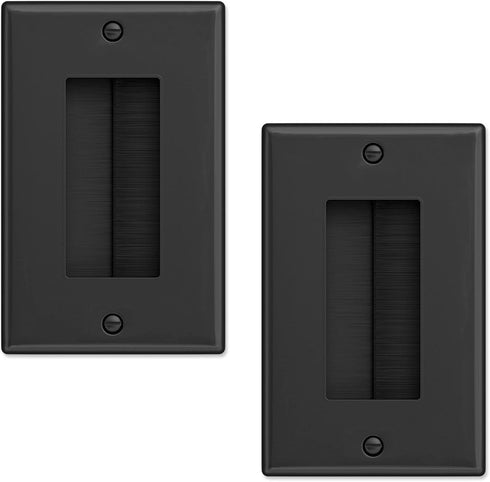 Iwillink Brush Wall Plate (2 Pack), Cable Pass Through Insert for Wires, Single Gang Access Strap for HDTV