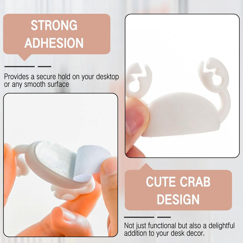 4PCS Crab Cord Organizer Cable Clips, Self-Adhesive USB Cable Organizers for Home Office Desk, Wire Holder & Decor