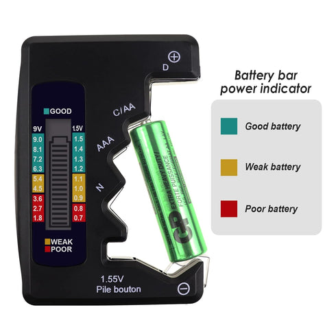 Digital Universal Battery Tester for All Battery C AA AAA D N 9V 6F22 1.5V Button Cell Small Mini Batteries