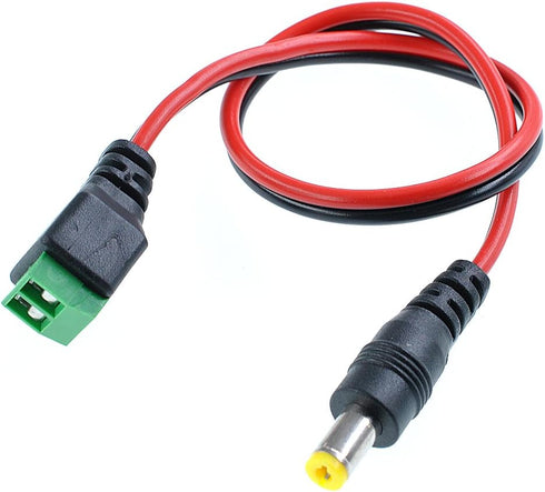 Oiyagai 5 Pairs DC Power Pigtail Cables - Upgraded 22 AWG Wiring with 2.1mm x 5.5mm Connectors for Home Security and