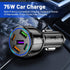 75W Ultra-Fast Car Charger, 30W/QC3.0/Type C 5-Port Smart Shunt Car Adapter Compatible with iPhone 14 Pro MAX/13