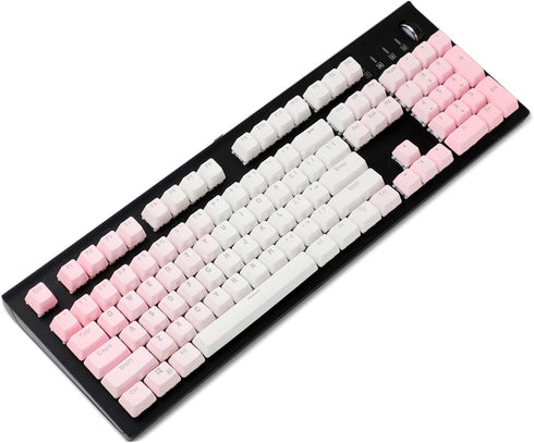 YMDK Double Shot 104 Dyed PBT Keycap Set for Cherry MX Switches Mechanical Keyboard, Pink White Gradient