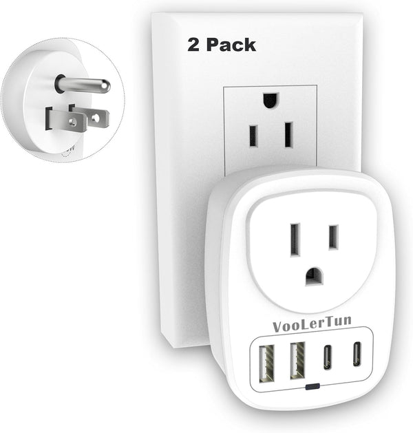 VooLerTun Outlet with USB Ports Cruise Approved Power Strip Wall Outlet Extender Splitter,
