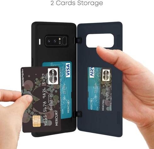 GOOSPERY Galaxy Note 8 Wallet Case with Card Holder, Protective Dual Layer Bumper Phone Case (Midnight Blue)