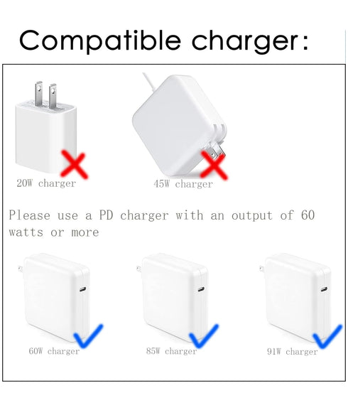AJJ USB C to 1-Generation Magnetic Charging Cable, 60W L-Tip Magnetic Head, Compatible with Macbook Air Pro 2006-2012