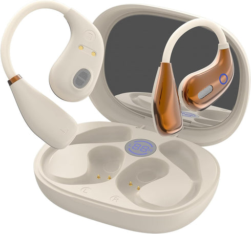 YYFEIDBFEO Open Ear Earbuds, Wireless Bluetooth 5.4 Headphones, Stereo Sound IPX7 Waterproof with
