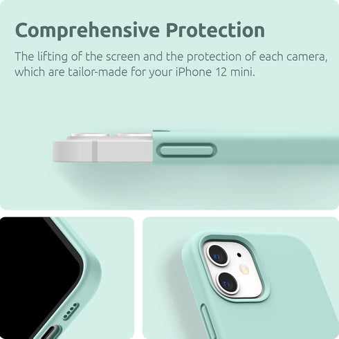 SURPHY Silicone Case Compatible with iPhone 12 Mini, Liquid Silicone Phone Case with Microfiber Lining (Mint Green)