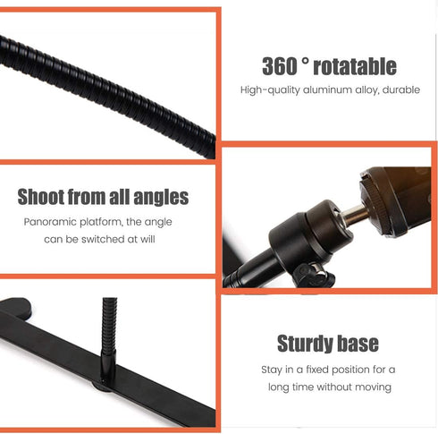 Adjustable Tripod with Cellphone Holder, Overhead Phone Mount for Live Streaming, Online Video, Food Crafting, Demo