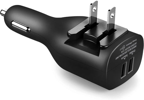 NDLBS Car Charger, Dual USB Wall Charger and Car Charger with Travel Adapter for iPhone X Xs MAX 6 7 8 Plus, iPad Mini