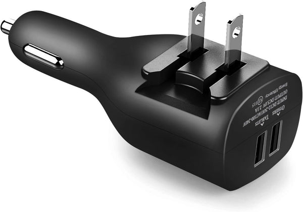 NDLBS Car Charger, Dual USB Wall Charger and Car Charger with Travel Adapter for iPhone X Xs MAX 6 7 8 Plus, iPad Mini