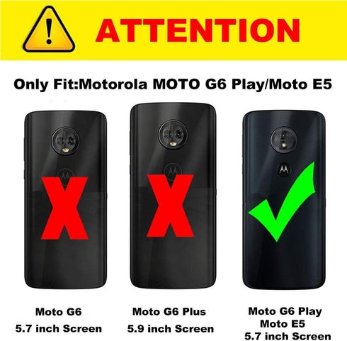 Military Grade Drop Impact Case for Motorola Moto E5, Moto G6 Play 5.7 Inch with Metal Rotating Ring Kickstand Holder,