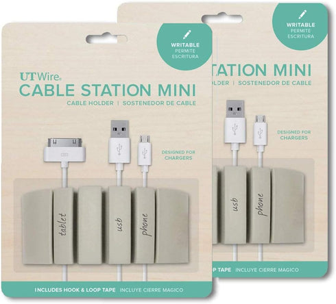 UTW-CS05-BG Mini Mountable Cable Station Organizer, Writable Beige | 2pc Pack