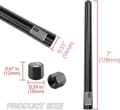 Engirette 7 1500 2500 3500 F150 F250 F350 American Flag Car Truck Short Antenna with Tire Valve Caps for GMC Sierra