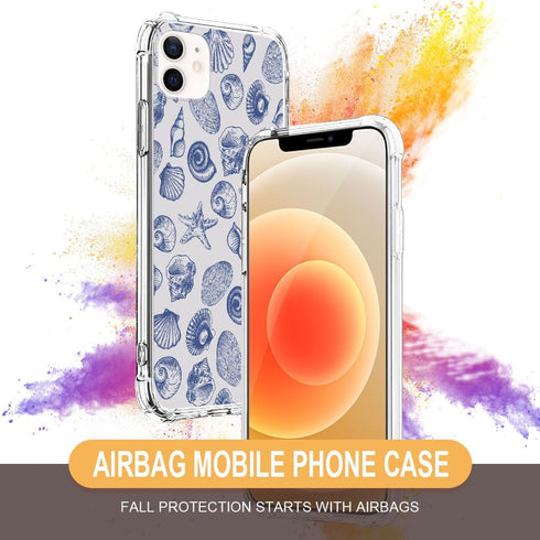 DAIZAG iPhone 11 Case, Cute Blue Seashell, Four Corner Airbag Transparent Soft Clear Phone Case for Girls & Women