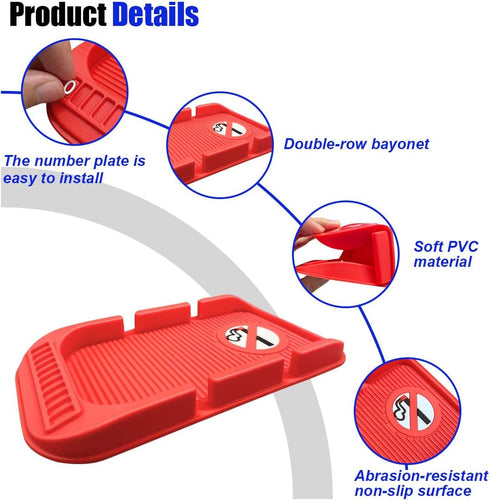 smilfuy Car Dashboard Anti-Slip Mat Cell Phone Holder, Double-Groove Sticky Gripping Gel Pad with Number Plate