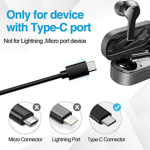 USB C Charger Cable for TOZO HT2 T20 T9 T10 T12 Pro G1 NC9 Hybrid NC2 NC7 A1 A2 Mini True Bluetooth Earphones (0.5m,