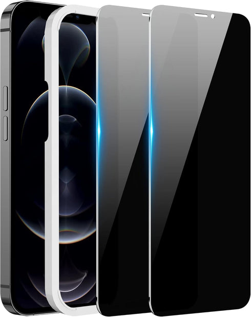 iPhone 12 Pro Max Privacy Screen Protector - 2 Pack, Anti-Spy, Shatterproof, Full Edge Coverage, Bubble Free, Easy