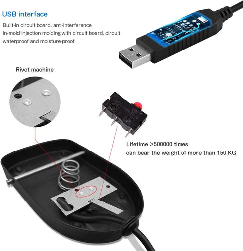 iKKEGOL Black Metal USB Foot Pedal Switch, Programmable Digital Hand Control Keyboard Mouse with 3 Color Rubber Mat